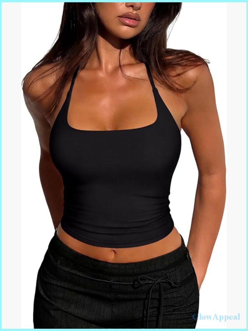 Sexy Halter Backless Crop Top Double Lined Camisole Y2K Trendy Sleeveless